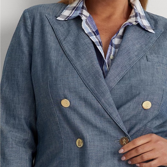 LAUREN RALPH LAUREN Women's Double-Breasted Chambray Blazer - Picture 6 of 12
